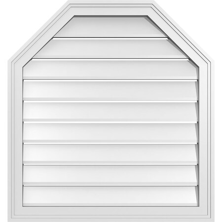 Ekena Millwork Octagonal Top Surface Mount PVC Gable Vent w/ 2"W x 1-1/2"P Brickmould Frame, 28"W x 30"H GVPOT28X3002SF